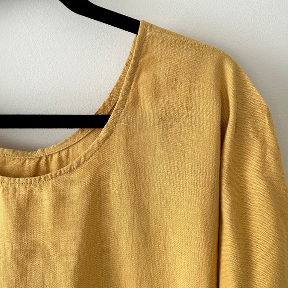 Golden Yellow Linen Midi Dress - Picture 5 of 16